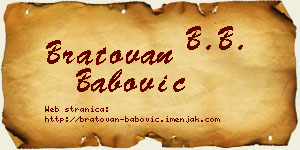 Bratovan Babović vizit kartica